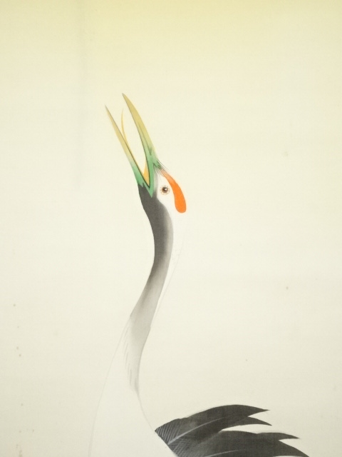 道具 ] - 道具 春山筆 双鶴 肉筆絹本掛軸（共箱） | ネットショップ圭